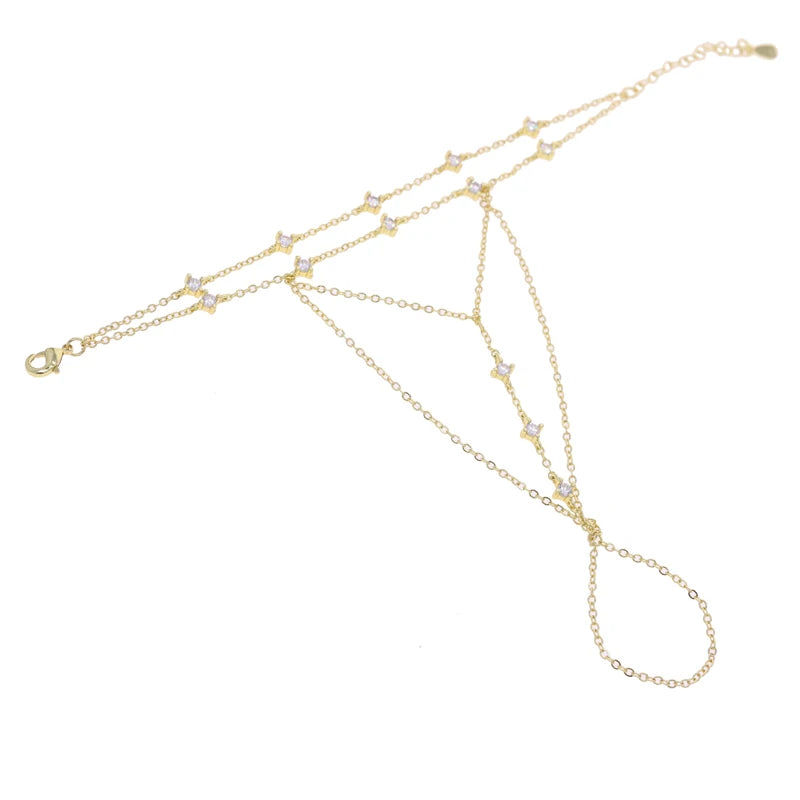 Aurora CZ Chain-Link Finger Bracelet – Gold Vermeil