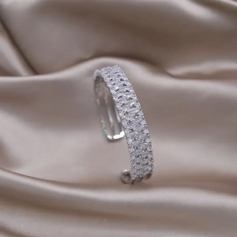 Élise Two-Tone Zircon Letter X Opening Bracelet