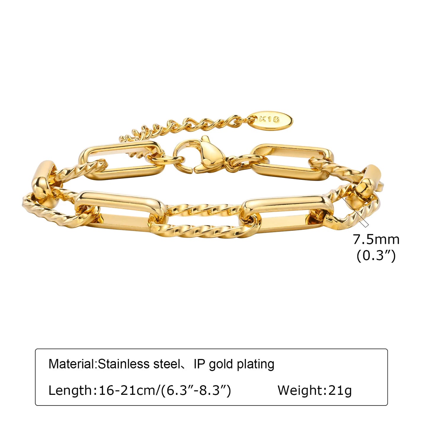 Aurora Twist Paperclip Chain Bracelet