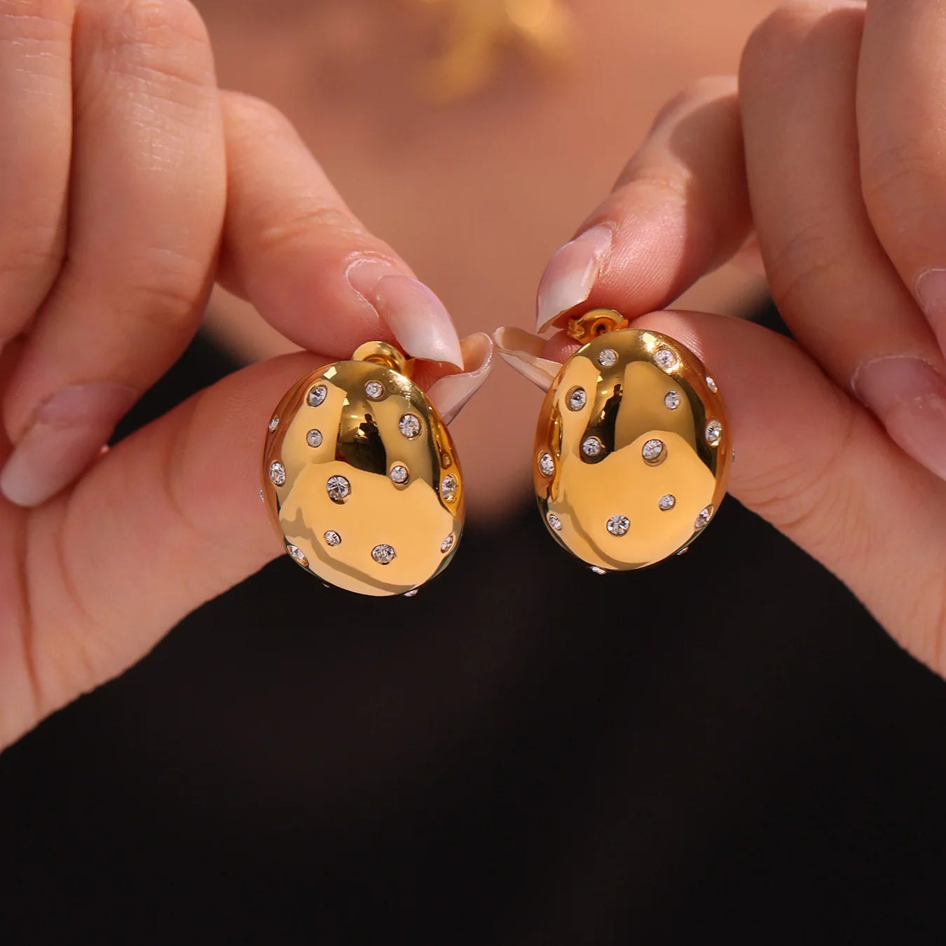 Valora Oval Zircon Statement Earrings