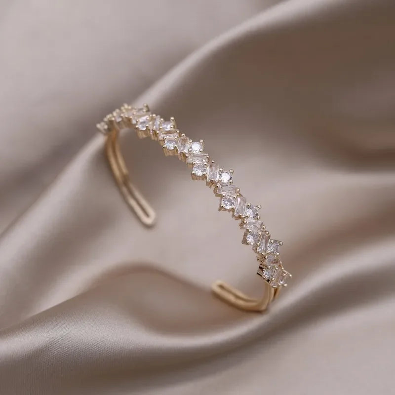 Élise Two-Tone Zircon Letter X Opening Bracelet