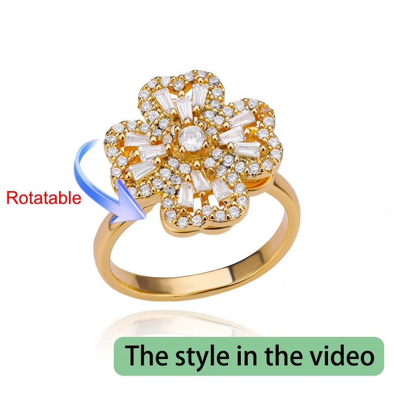 Serena Four-Leaf Clover Rotating Ring