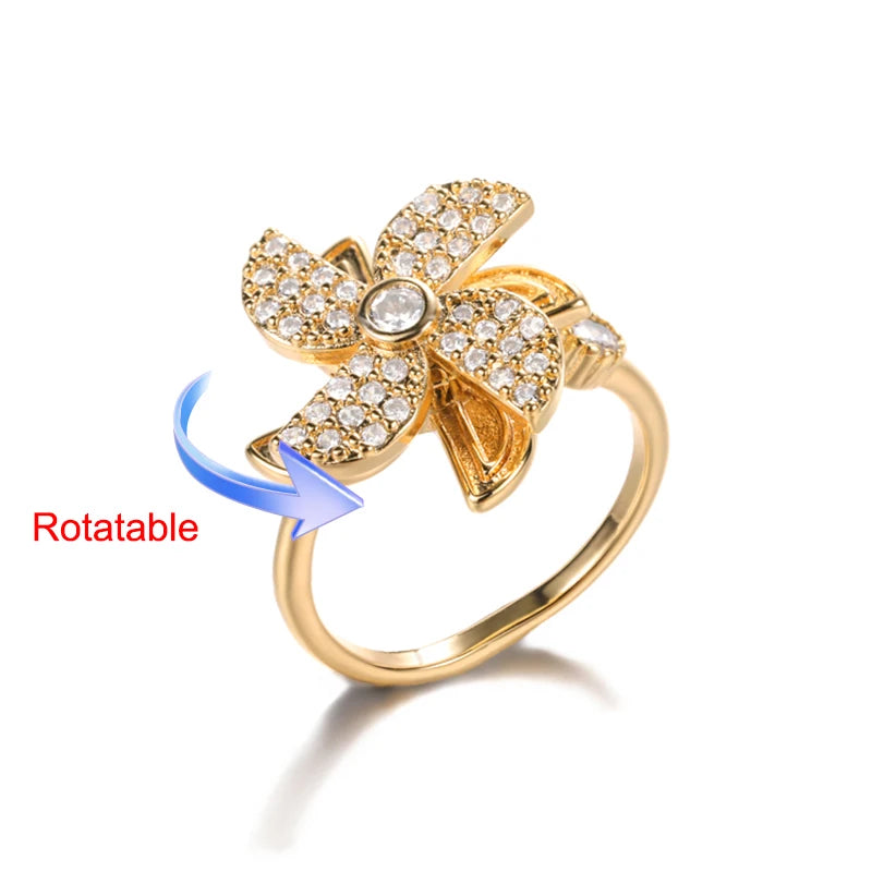 Serena Four-Leaf Clover Rotating Ring