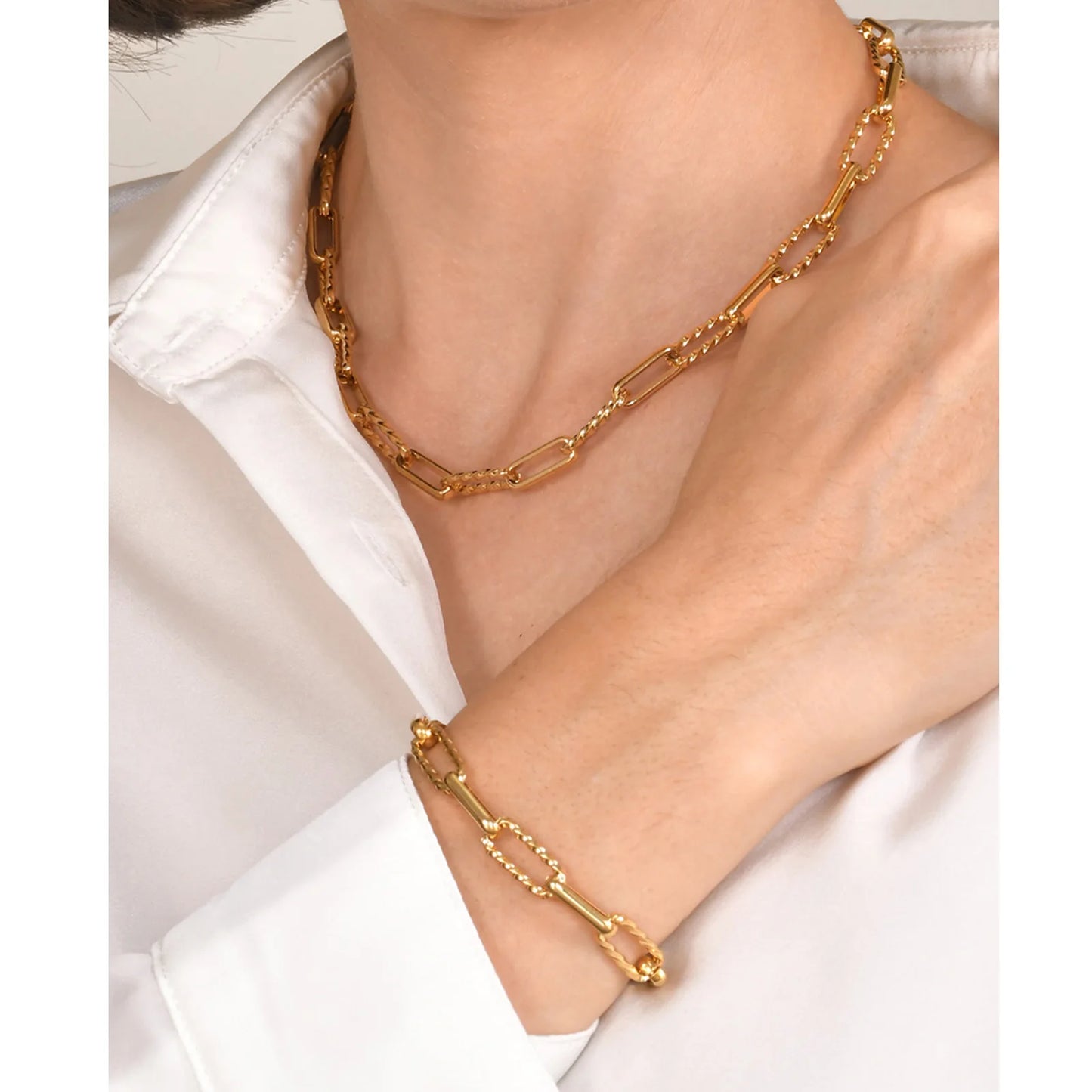 Aurora Twist Paperclip Chain Bracelet
