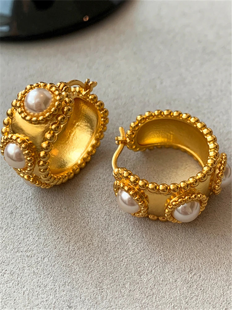 Kashmir Vintage Pearl Circle Earrings