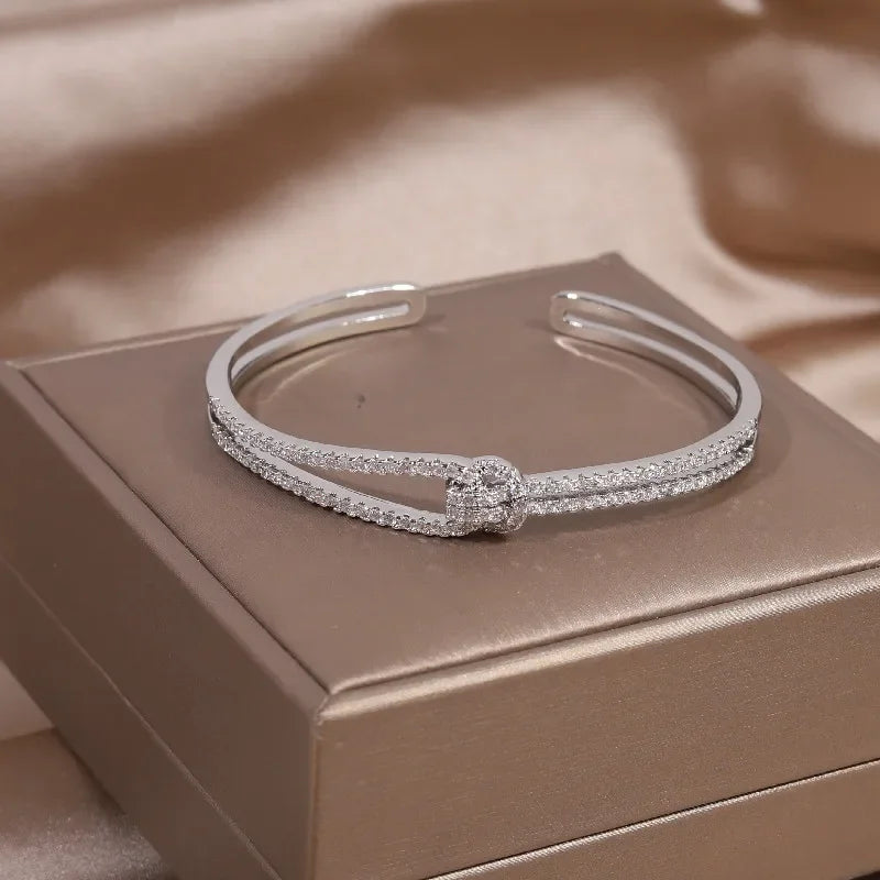 Élise Two-Tone Zircon Letter X Opening Bracelet