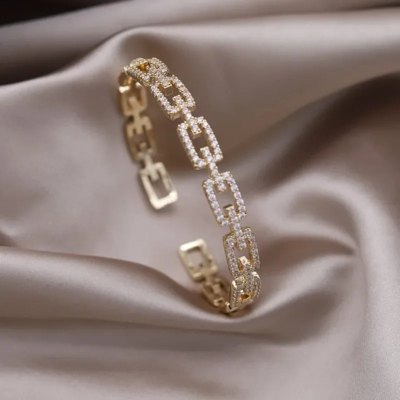 Élise Two-Tone Zircon Letter X Opening Bracelet