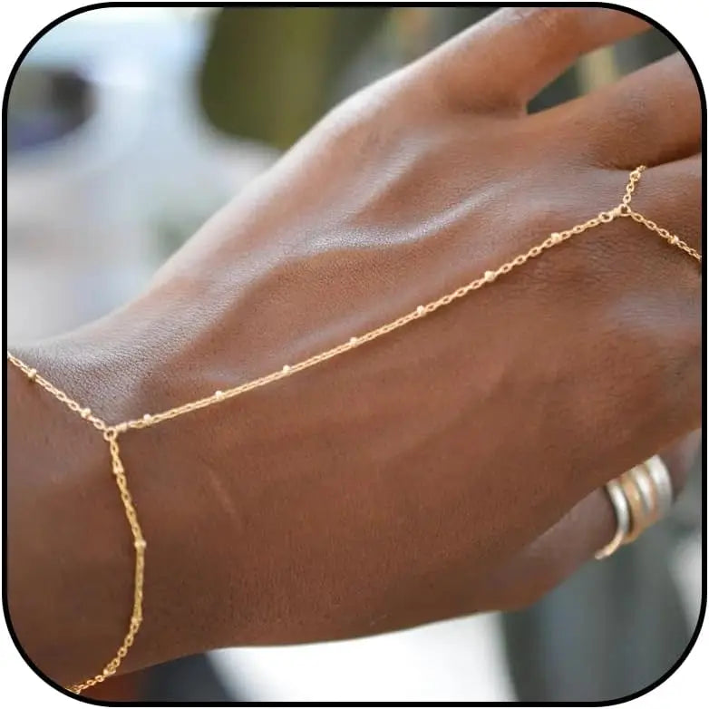 Celestial Chain: Gold-Plated Hand Harness Ring