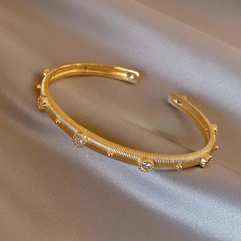 Lettre Luxe – Two-Tone 'X' Zircon Open Cuff Bracelet