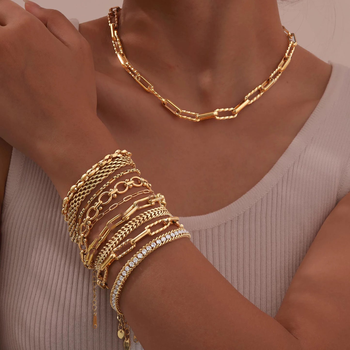 Aurora Twist Paperclip Chain Bracelet