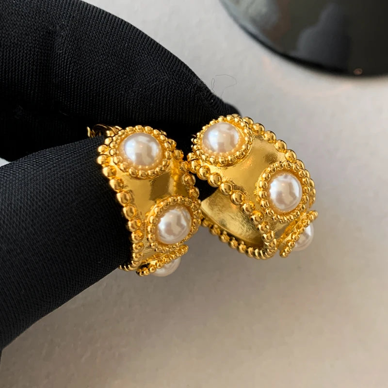 Kashmir Vintage Pearl Circle Earrings