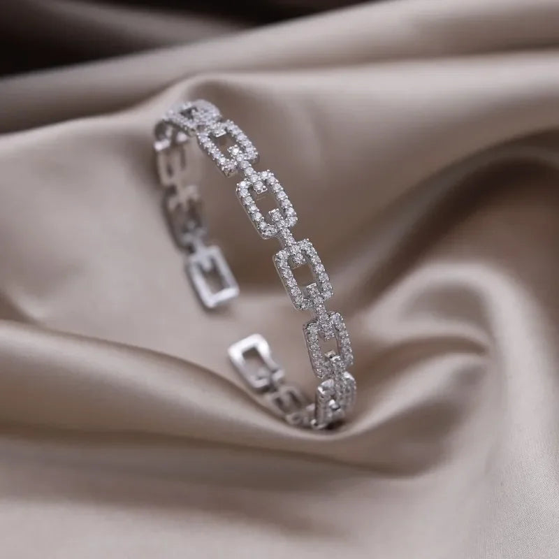 Élise Two-Tone Zircon Letter X Opening Bracelet