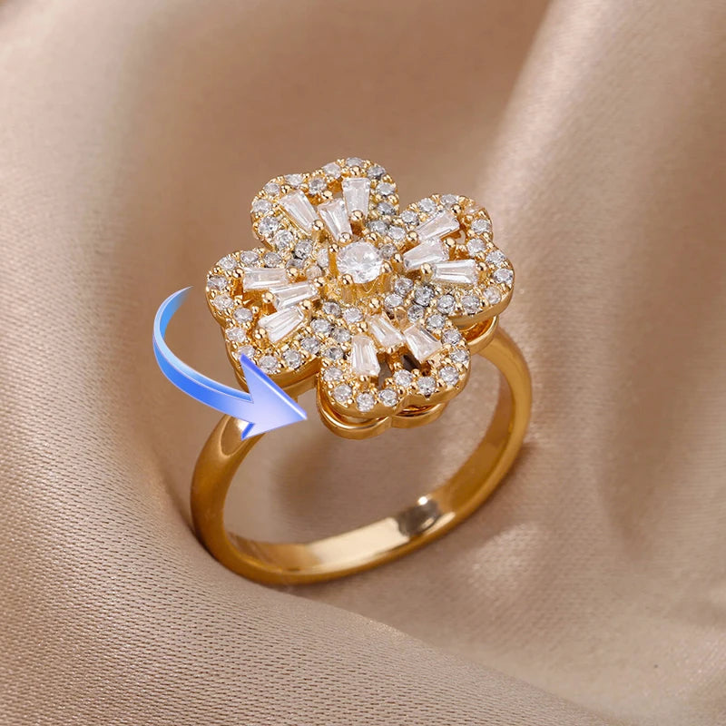 Serena Four-Leaf Clover Rotating Ring