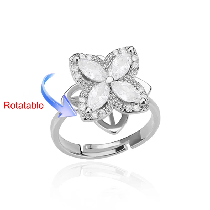 Serena Four-Leaf Clover Rotating Ring