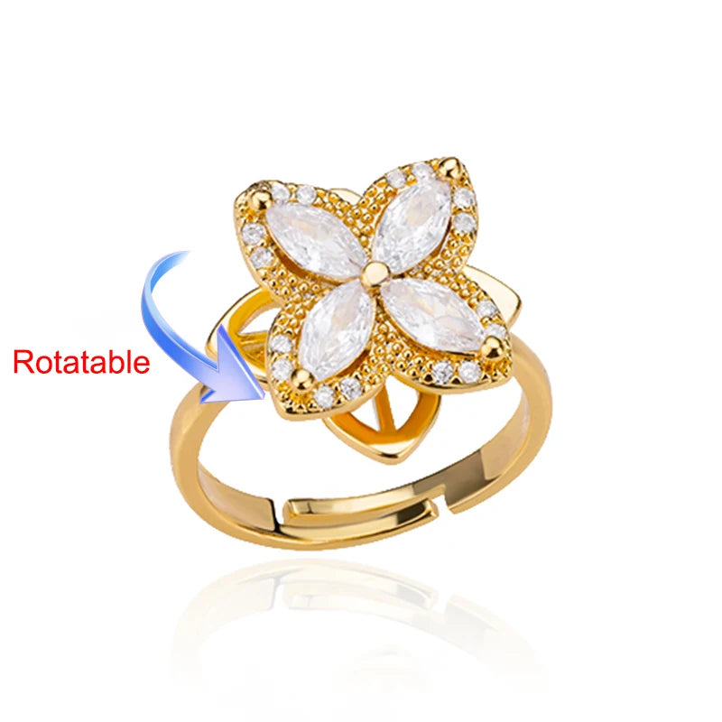 Serena Four-Leaf Clover Rotating Ring