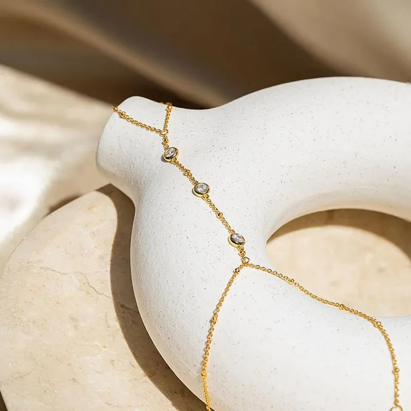 Celestial Chain: Gold-Plated Hand Harness Ring
