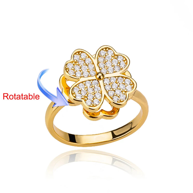 Serena Four-Leaf Clover Rotating Ring