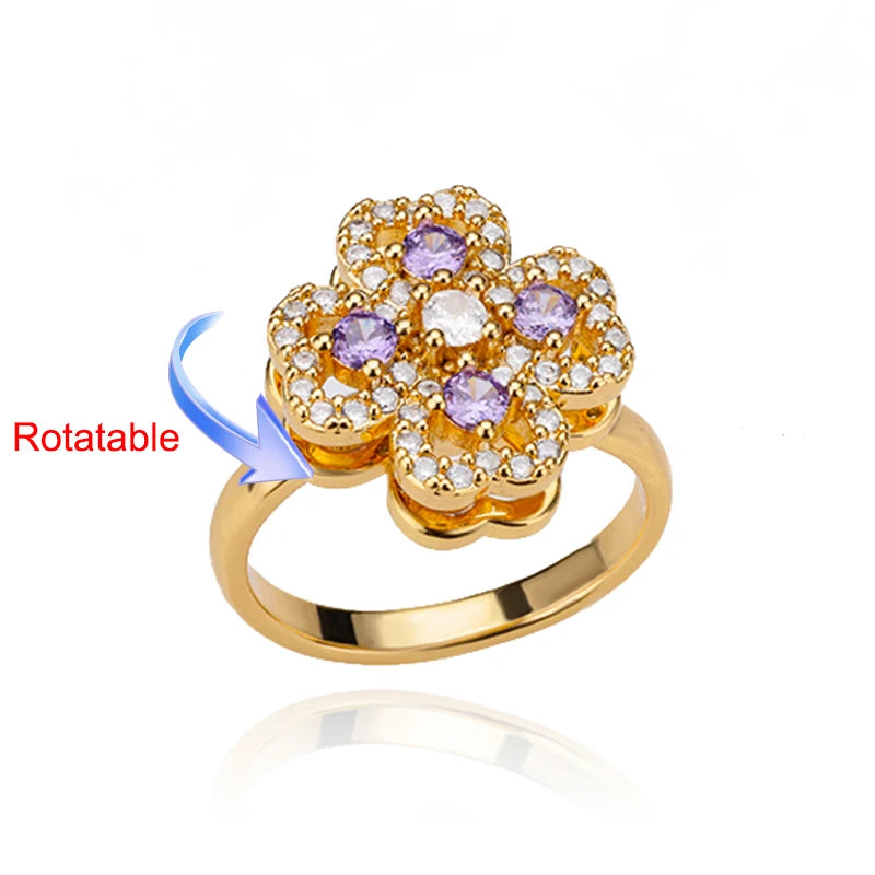 Serena Four-Leaf Clover Rotating Ring