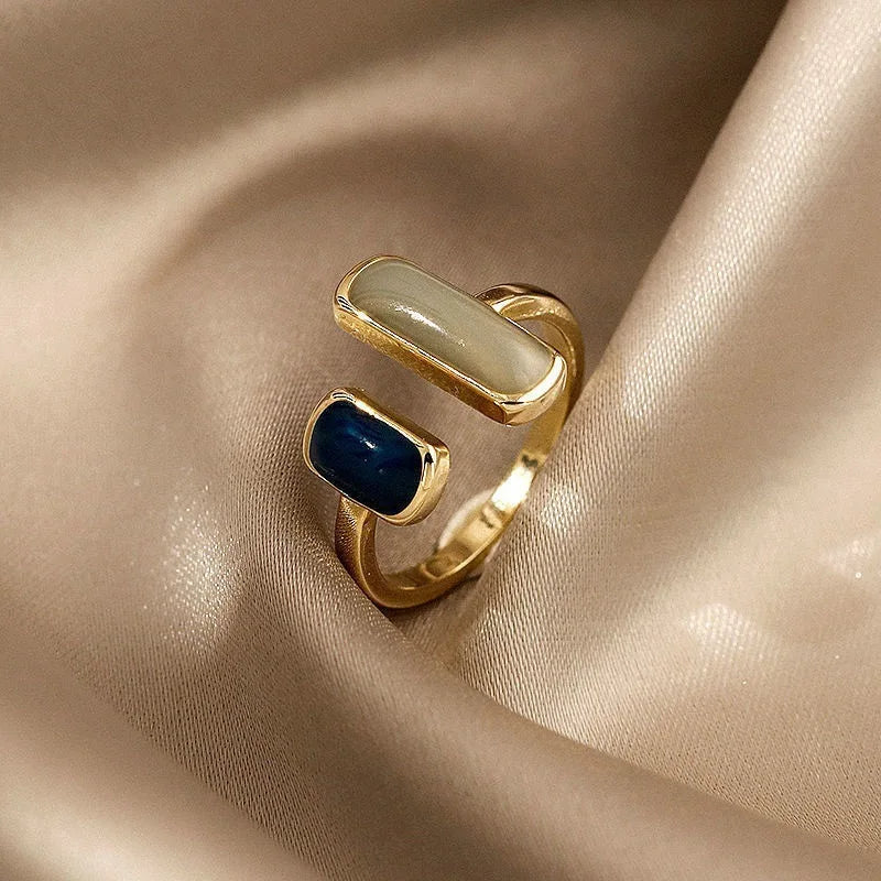 Luminous Edge: Square Zircon Gold Open Ring