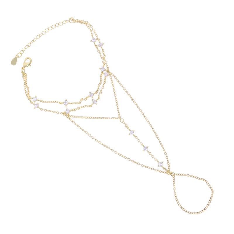 Aurora CZ Chain-Link Finger Bracelet – Gold Vermeil