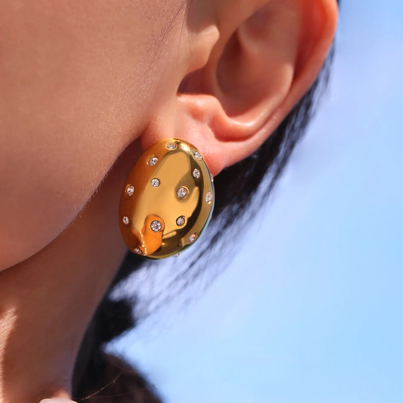 Valora Oval Zircon Statement Earrings