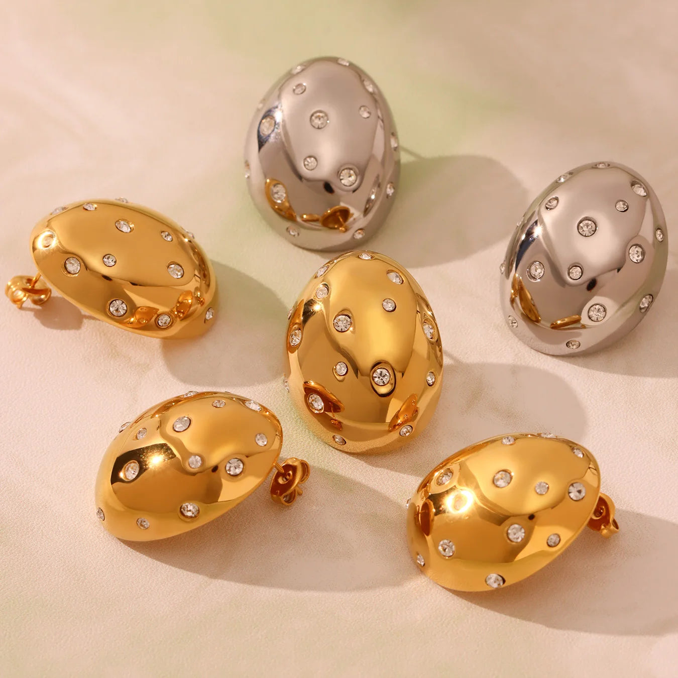 Valora Oval Zircon Statement Earrings