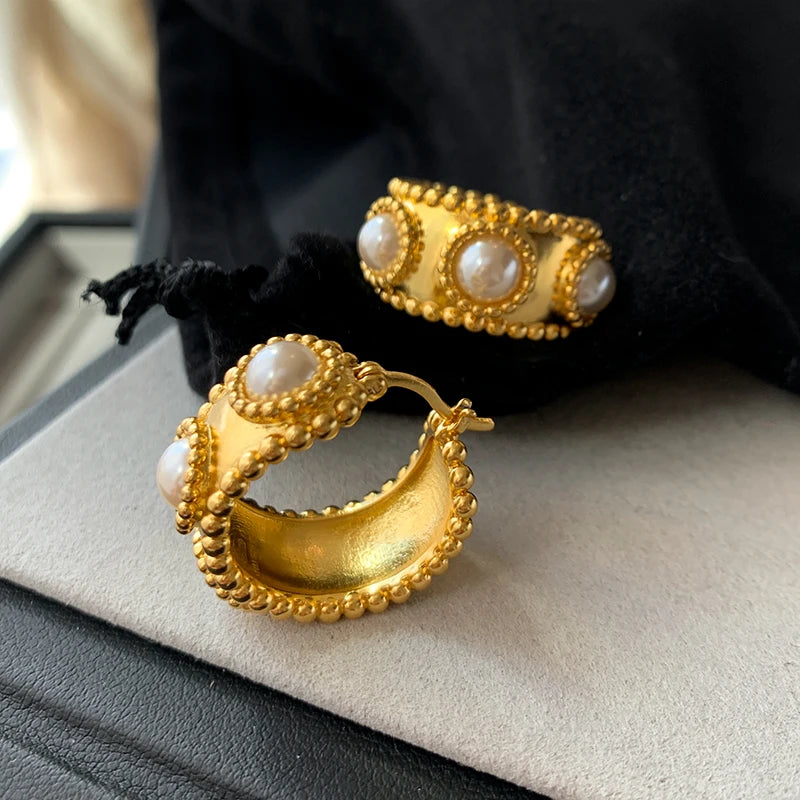 Kashmir Vintage Pearl Circle Earrings