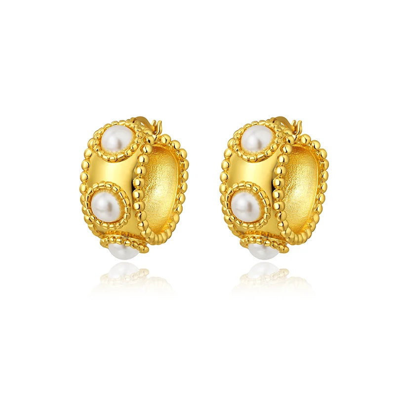 Kashmir Vintage Pearl Circle Earrings