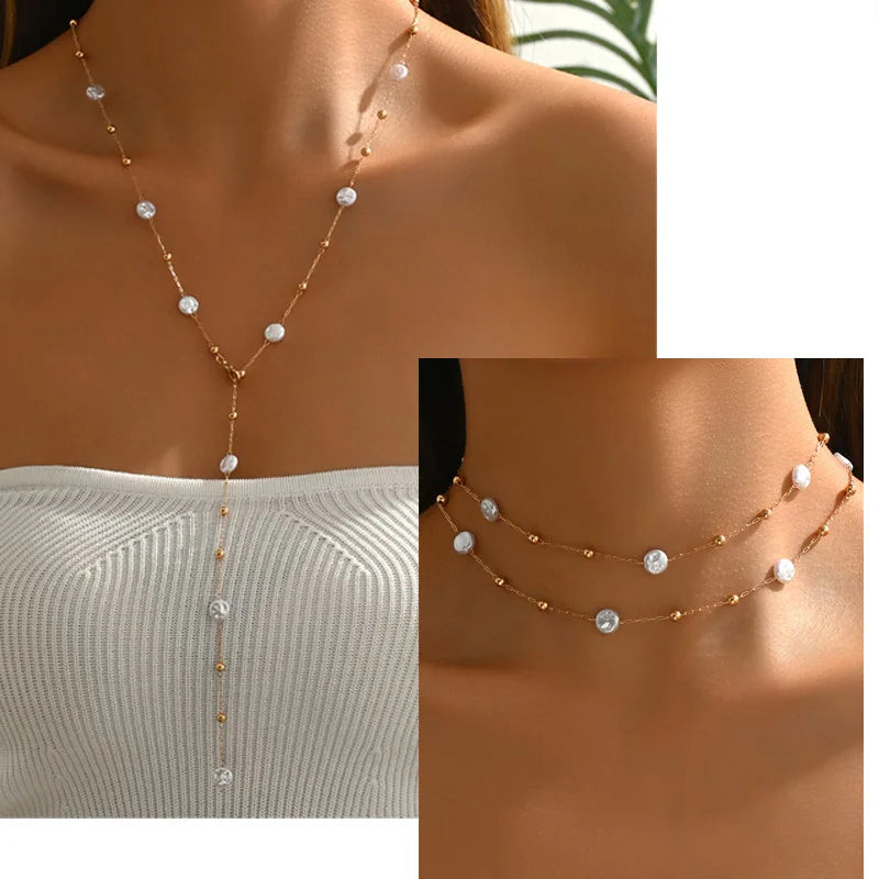 Celeste Lariat Pearl Drop Necklace