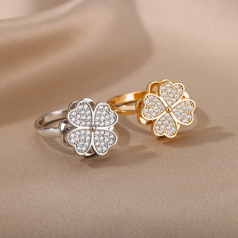 Serena Four-Leaf Clover Rotating Ring