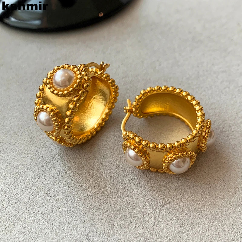 Kashmir Vintage Pearl Circle Earrings