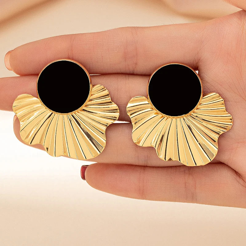 Sylva Leaf-Shaped Geometric Earrings