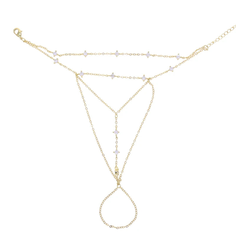 Aurora CZ Chain-Link Finger Bracelet – Gold Vermeil