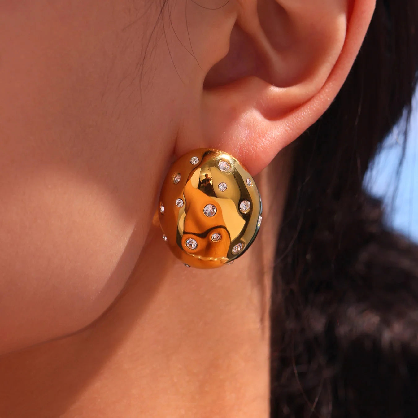 Valora Oval Zircon Statement Earrings