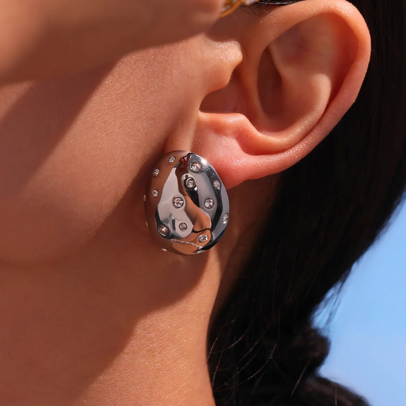 Valora Oval Zircon Statement Earrings