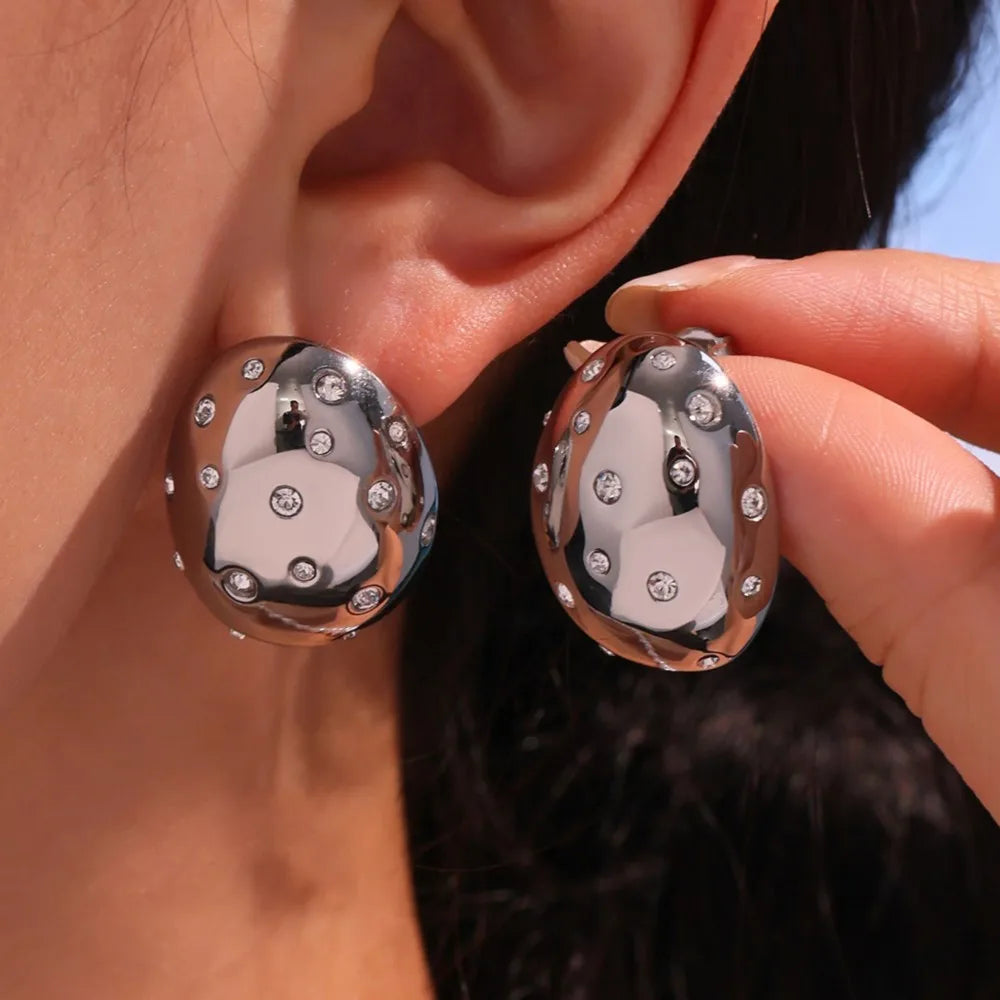 Valora Oval Zircon Statement Earrings