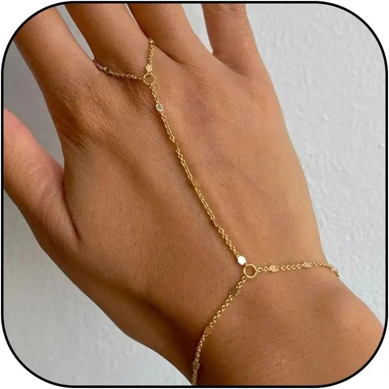 Celestial Chain: Gold-Plated Hand Harness Ring